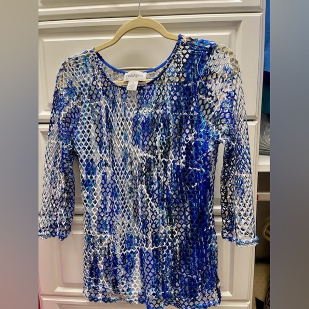 Peck & Peck attached-tank mesh blue top